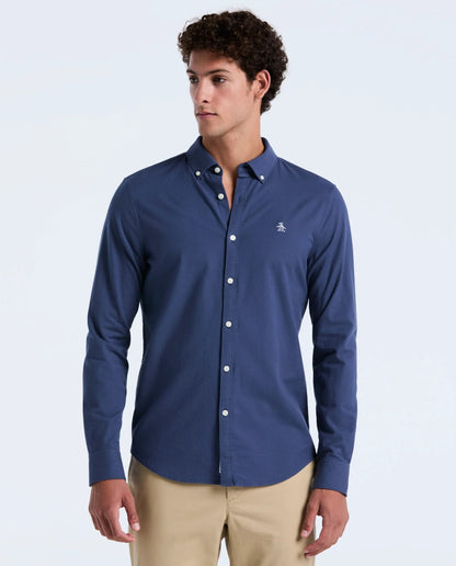 Original Penguin Long Sleeve Oxford Shirt With Stretch - Sargasso Sea