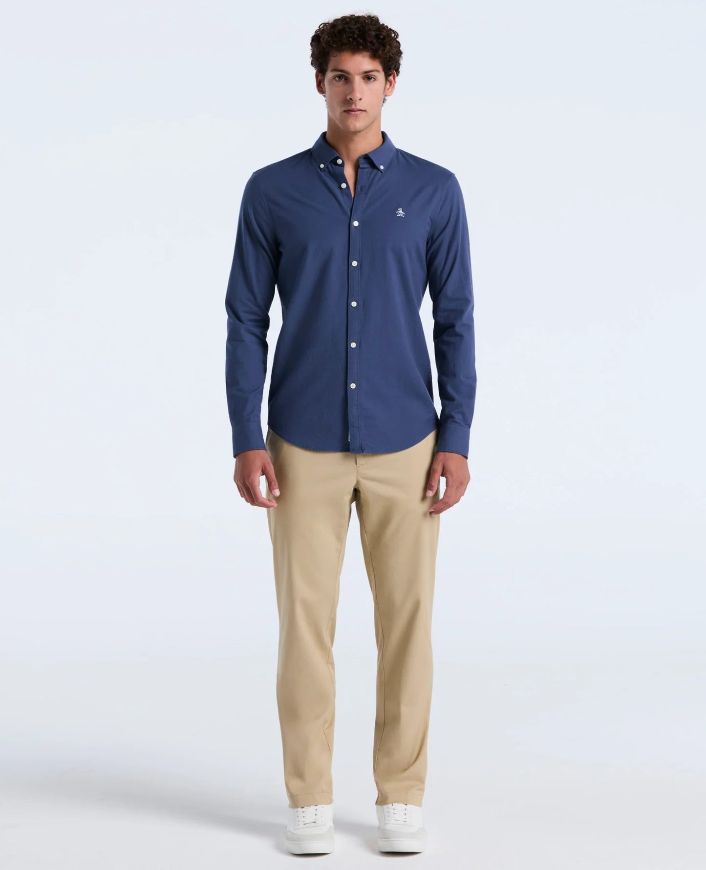 Original Penguin Long Sleeve Oxford Shirt With Stretch - Sargasso Sea