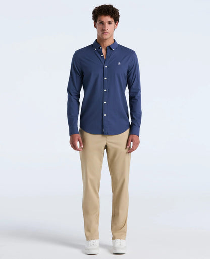 Original Penguin Long Sleeve Oxford Shirt With Stretch - Sargasso Sea