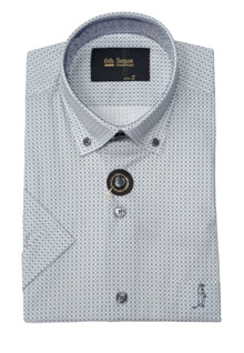 6th Sense Diamond Print Short Sleeve Casual Shirt - 10/Grey