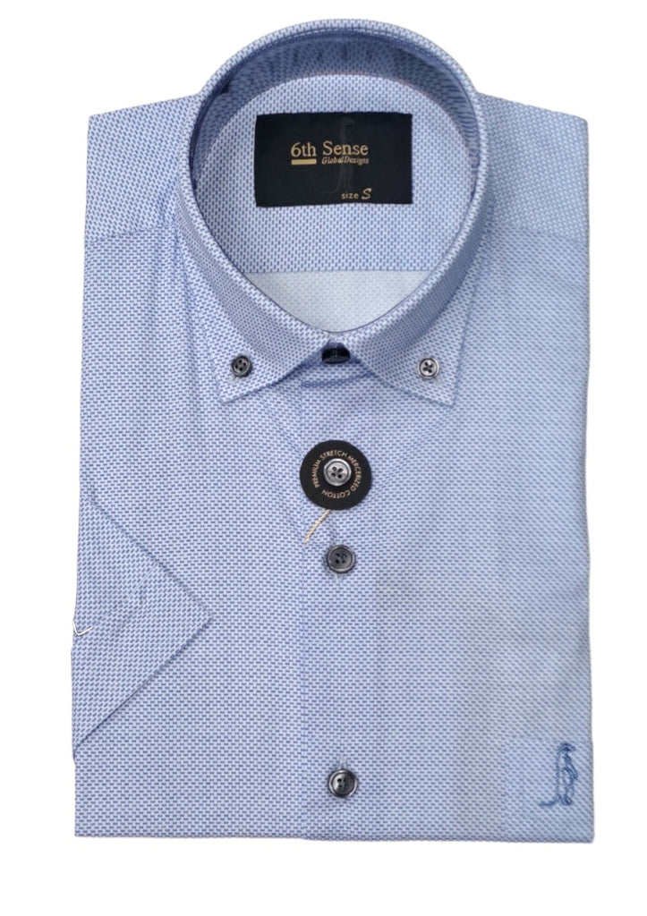 6th Sense Short Sleeve Casual Shirt - 15/Blue