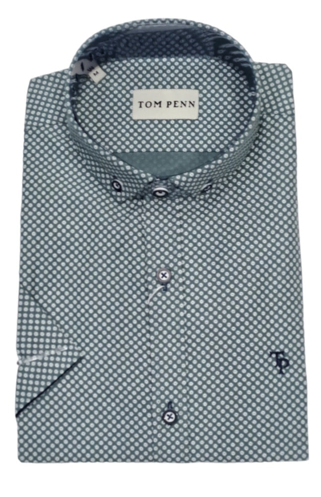 Tom Penn Short Sleeve Casual Shirt 888 - Green