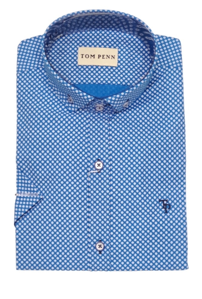 Tom Penn Short Sleeve Casual Shirt 886 - Blue