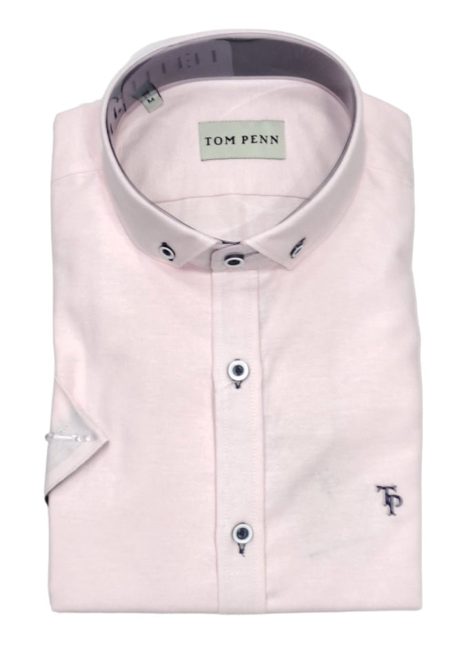 Tom Penn Short Sleeve Oxford Shirt 828 - Pink