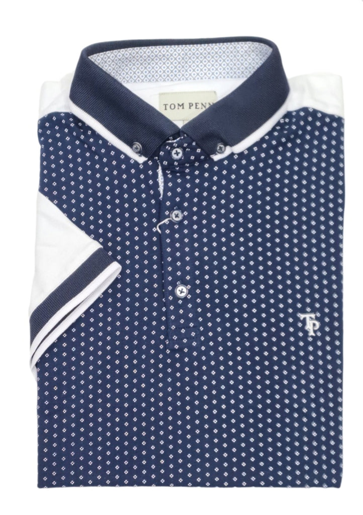 Tom Penn Short Sleeve Polo Shirt 898 - Navy/White