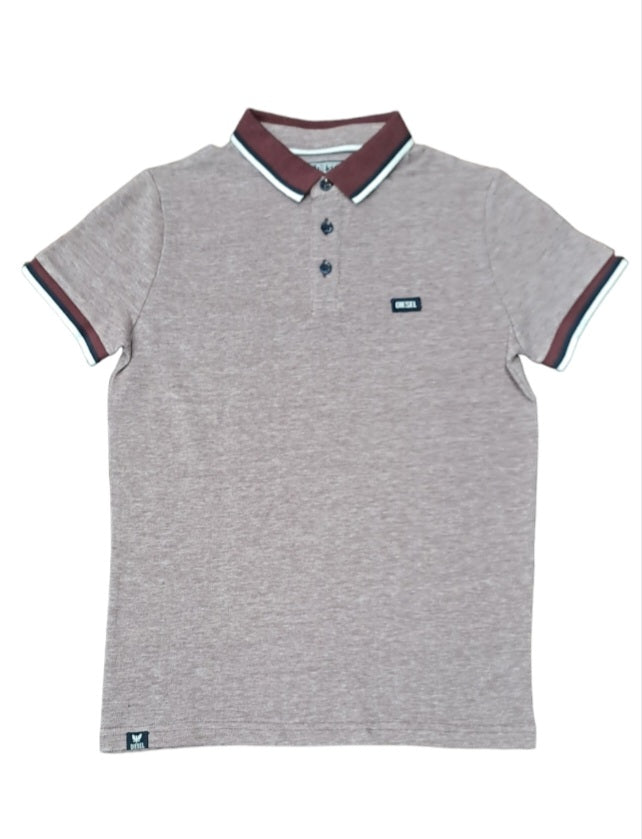 Boys Diesel Macy Birdseye Polo Shirt - Burgundy