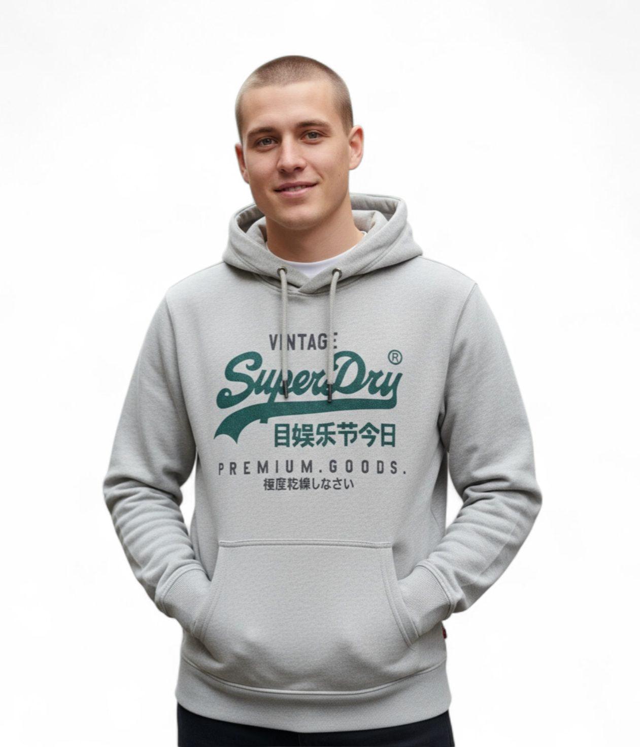 Superdry Vintage Logo Duo Classic Hoodie - Ice Grey Marl
