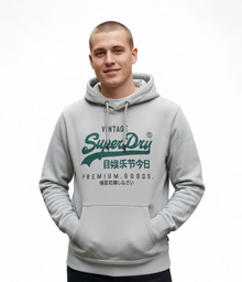 Superdry Vintage Logo Duo Classic Hoodie - Ice Grey Marl