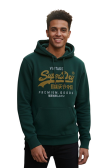 Superdry Vintage Logo Duo Classic Hoodie - Enamel Green