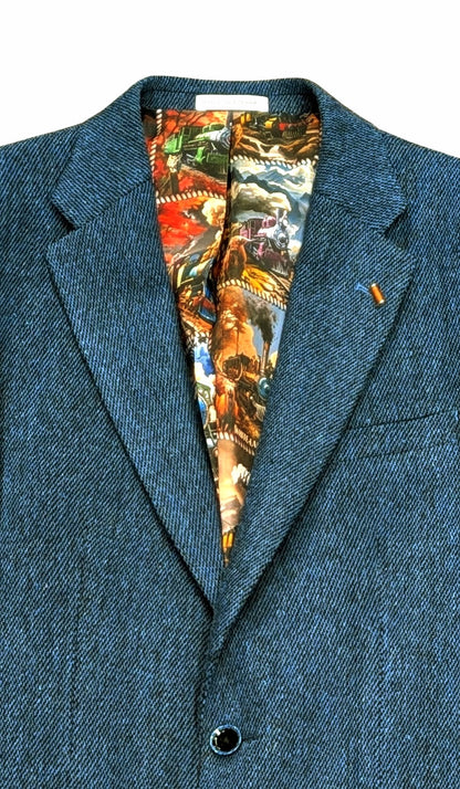 White Label Tapered Fit Textured Blazer - Blue