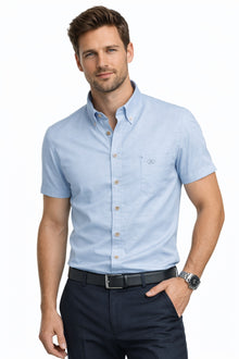 Andre Shannon Short Sleeve Oxford Shirt - Blue