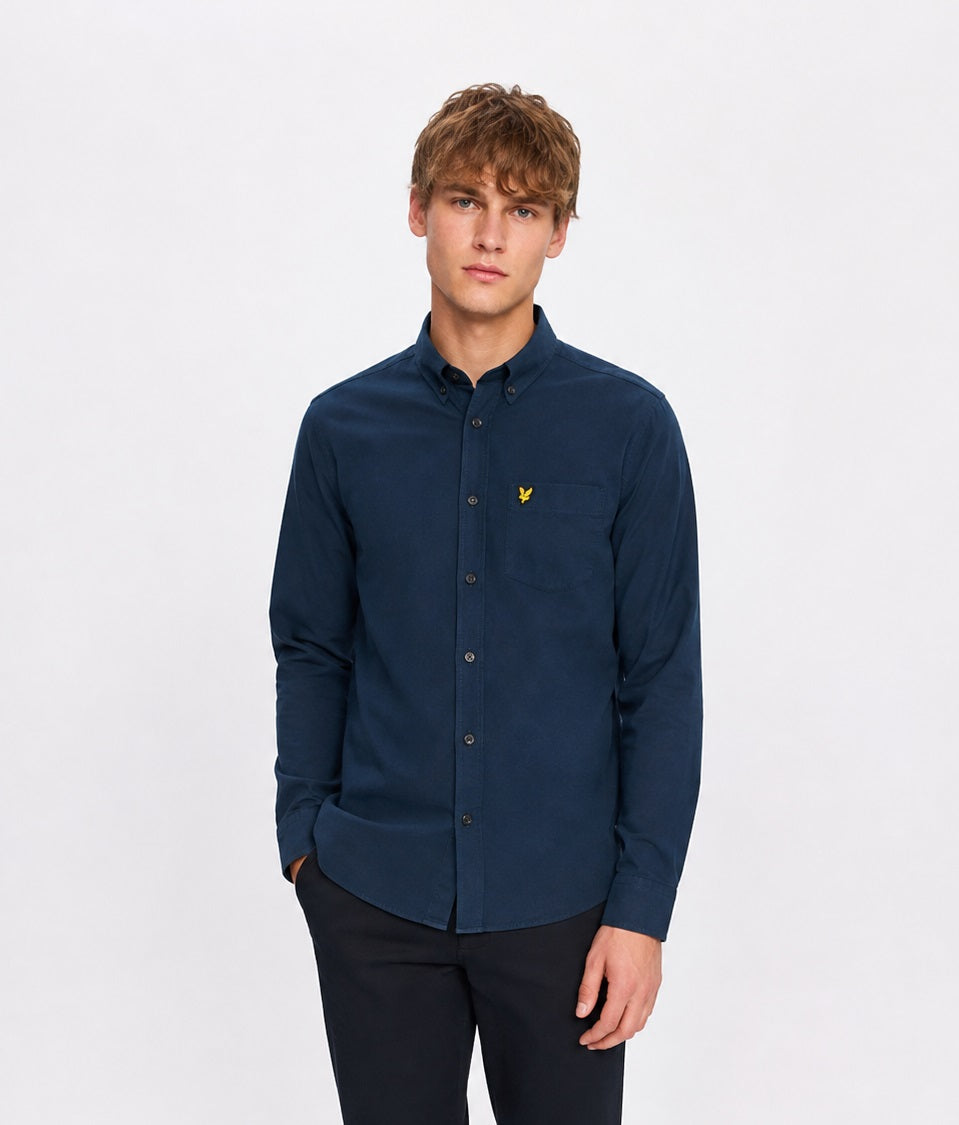 Lyle & Scott Plain Flannel Casual Shirt - Aegean Blue