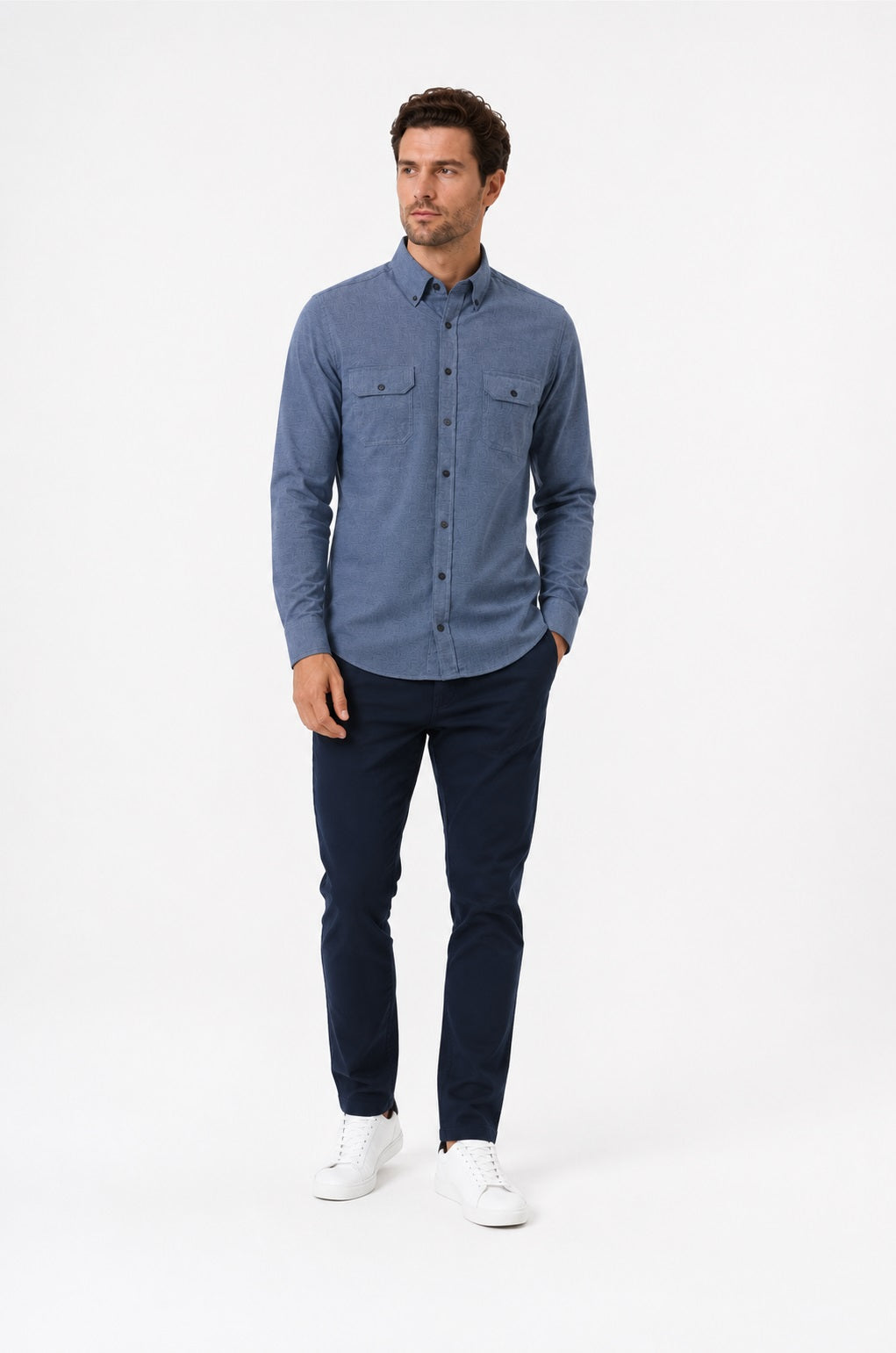 Casa Moda Long Sleeve Casual Shirt 100 - Blue