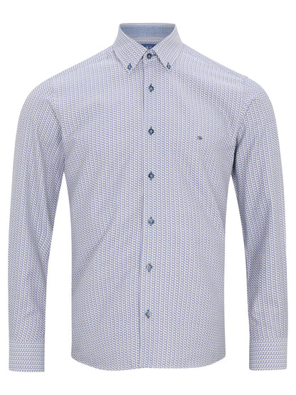 Daniel Grahame Long Sleeve Casual Shirt - Blue/Beige