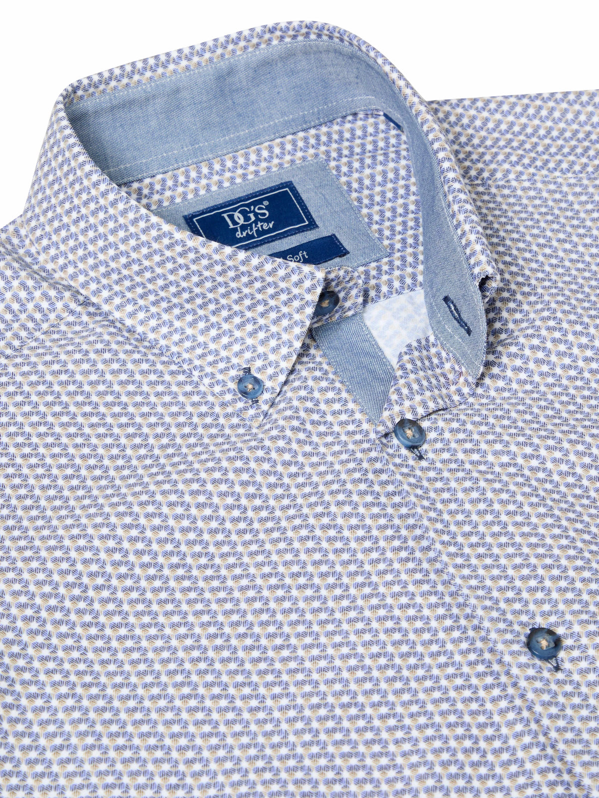 Daniel Grahame Long Sleeve Casual Shirt - Blue/Beige