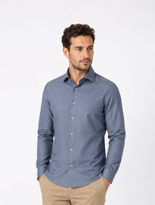 Remus Uomo Tapered Long Sleeve Formal Shirt - Blue