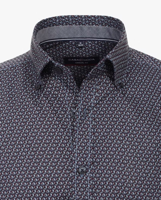 Casa Moda Casual Fit Long Sleeve Shirt 400 - Burgundy/Navy