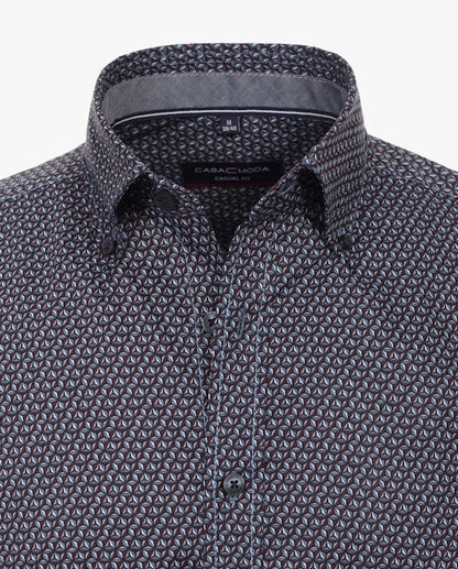 Casa Moda Casual Fit Long Sleeve Shirt 400 - Burgundy/Navy