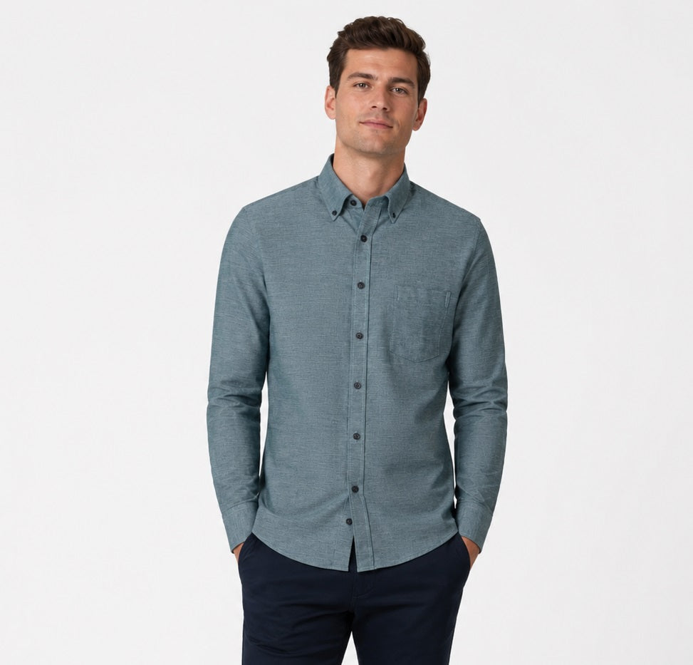 Casa Moda Long Sleeve Casual Shirt 300 - Blue/Green