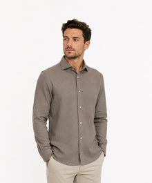 Remus Uomo Tapered Long Sleeve Formal Shirt - Light Brown