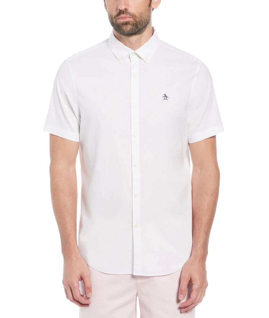 Original Penguin Ecovero Oxford Stretch Short Sleeve Shirt - Bright White