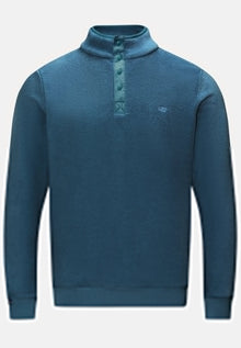 Rivet & Denim Snapper Half clip Button Fleece Sweatshirt - Ensign