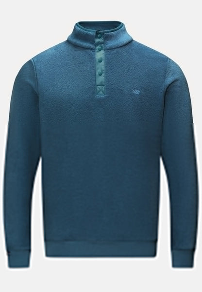 Rivet & Denim Snapper Half clip Button Fleece Sweatshirt - Ensign