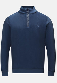 Rivet & Denim Snapper Half clip Button Fleece Sweatshirt - Navy