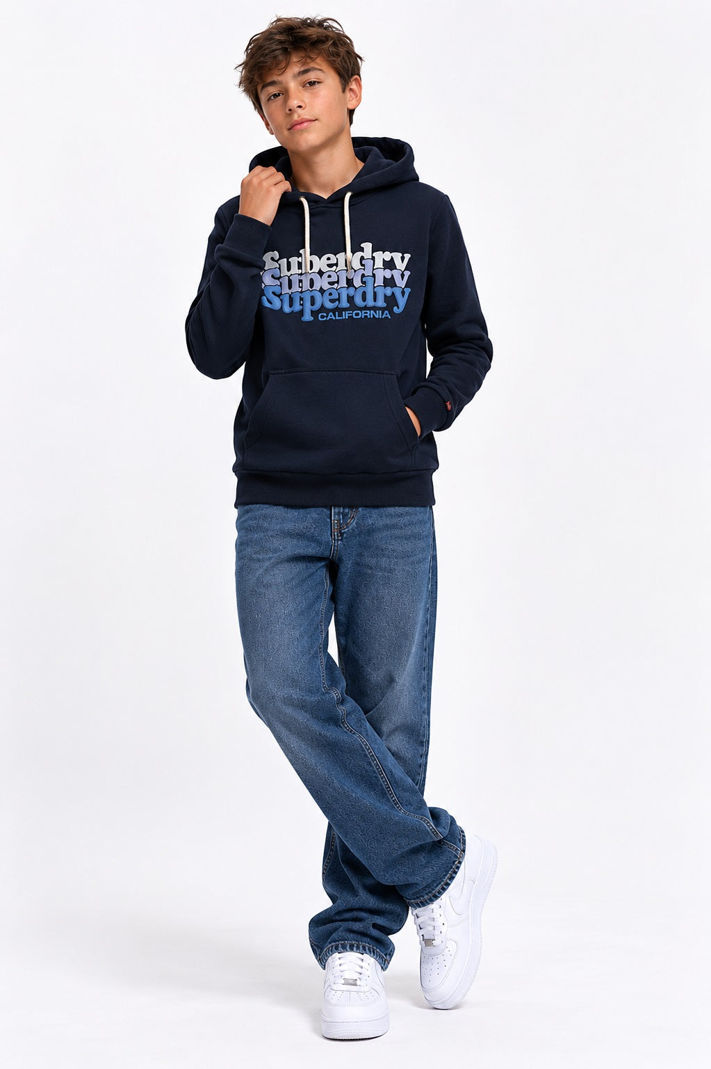 Superdry Unisex Stacked Hoodie - Eclipse Navy