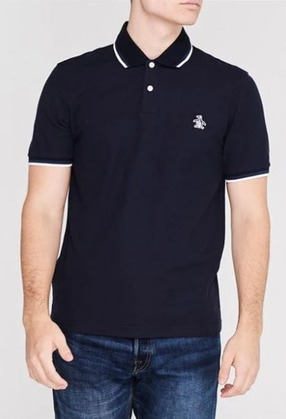 Original Penguin Sticker Pete Pique Polo Shirt - Dark Sapphire