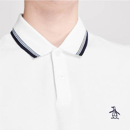 Original Penguin Short Sleeve Tipped Polo Shirt - Bright White/Navy