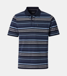 Casa Moda Short Sleeve Striped Polo Shirt - Dark Blue