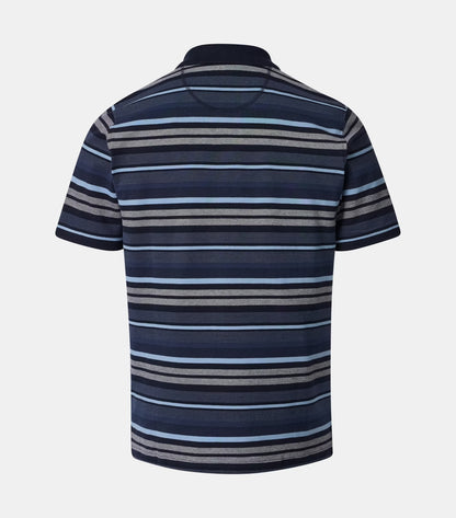 Casa Moda Short Sleeve Striped Polo Shirt - Dark Blue