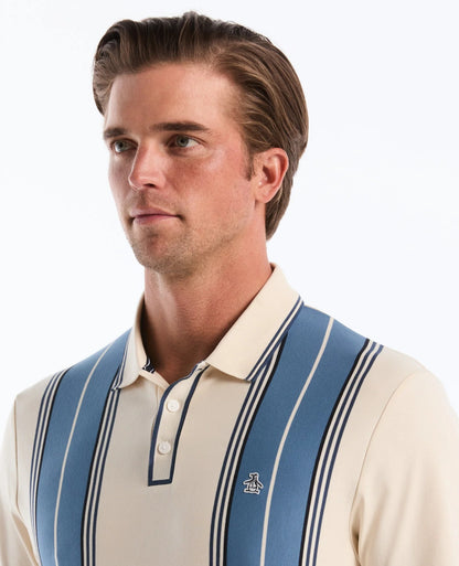 Original Penguin Jacquard Vertical Stripe Polo Shirt - Birch