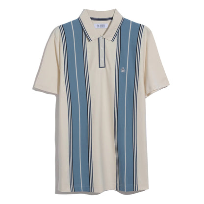 Original Penguin Jacquard Vertical Stripe Polo Shirt - Birch