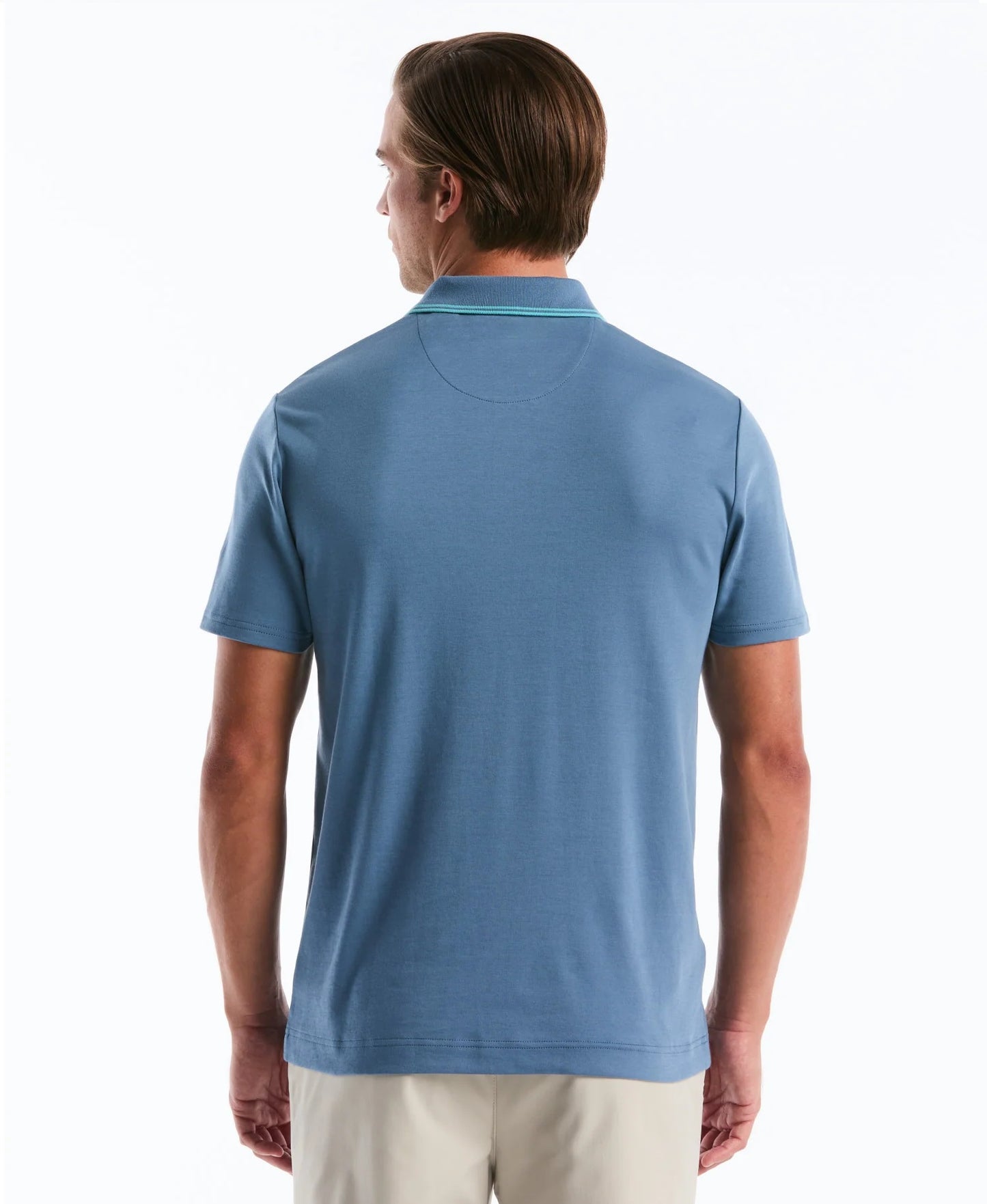 Original Penguin Jacquard Vertical Stripe Polo Shirt - Copen Blue