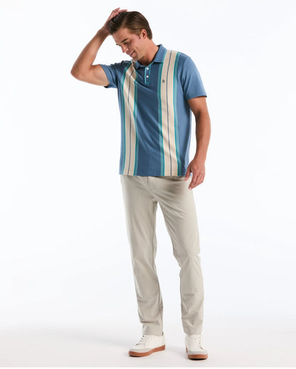 Original Penguin Jacquard Vertical Stripe Polo Shirt - Copen Blue