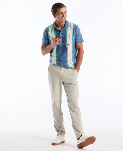 Original Penguin Jacquard Vertical Stripe Polo Shirt - Copen Blue