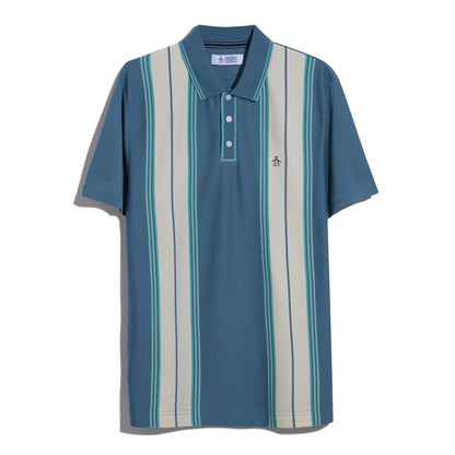 Original Penguin Jacquard Vertical Stripe Polo Shirt - Copen Blue