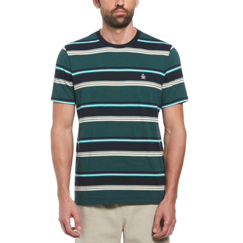 Original Penguin Multi Stripe Jersey Organic Cotton T-Shirt - Dark Sapphire