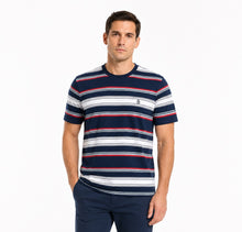 Original Penguin Multi Stripe Jersey Organic Cotton T-Shirt - Dress Blues
