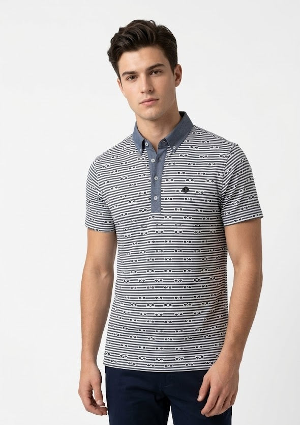 Mish Mash Sunny Short Sleeve Polo Shirt - Blue