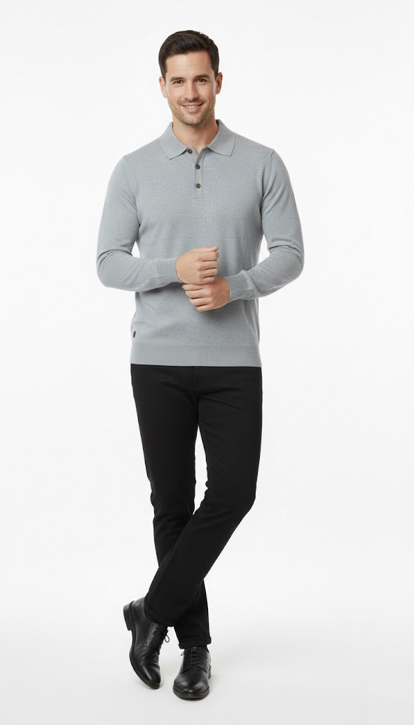 6th Sense Super Long Sleeve Polo Shirt - Alloy