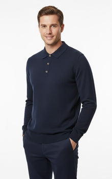 6th Sense Super Long Sleeve Polo Shirt - Navy Blazer