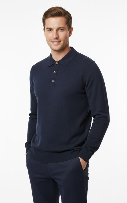 6th Sense Super Long Sleeve Polo Shirt - Navy Blazer