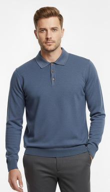 6th Sense Super Long Sleeve Polo Shirt - True Blue