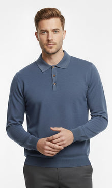 6th Sense Super Long Sleeve Polo Shirt - True Blue