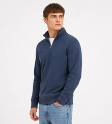 Superdry Essential Serif Logo Half Zip Sweater - Soft Navy