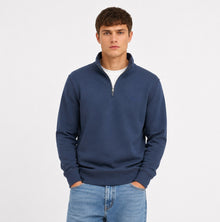 Superdry Essential Serif Logo Half Zip Sweater - Soft Navy
