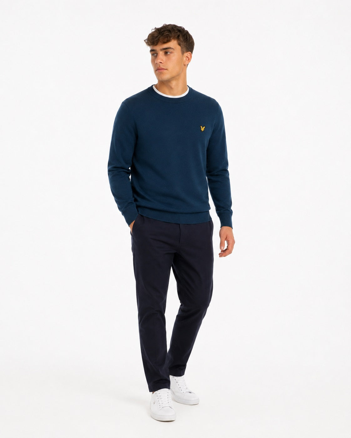 Lyle & Scott Cotton Merino Crew Neck Sweater - Aegean Blue